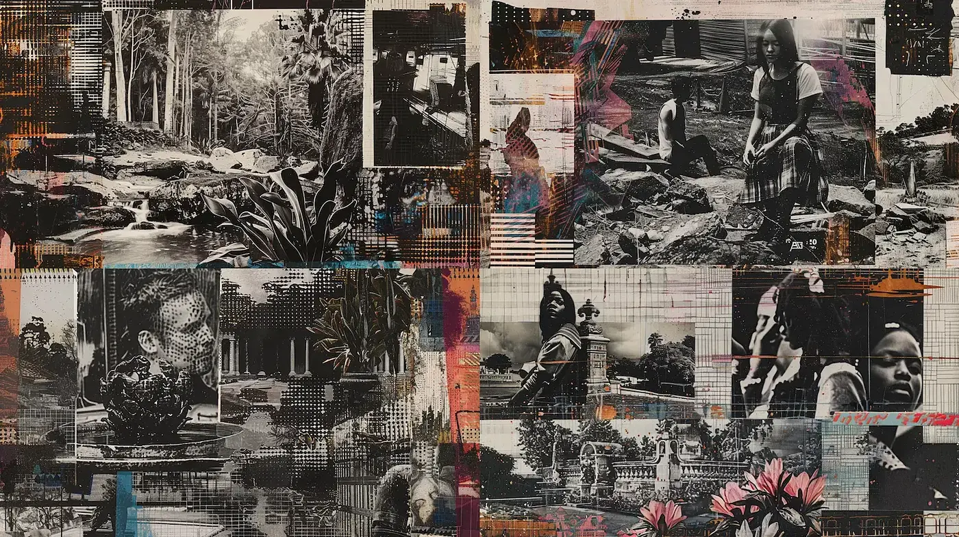 Intricate Collage with Vintage Artistic Influence - Midjourney sref style
