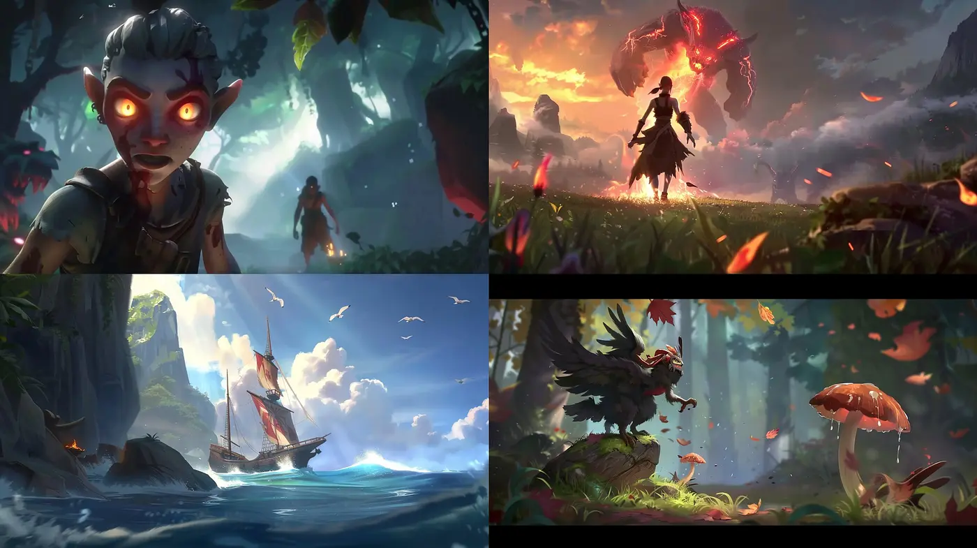 Ethereal Fantasy Vistas: A Fusion of Vivid Colors and Dreamlike Atmospheres - Midjourney sref style