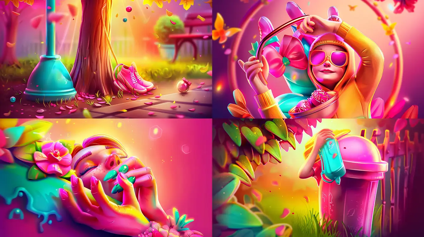 Saturated Dreamscape in Vivid Surrealist Pop - Midjourney sref style