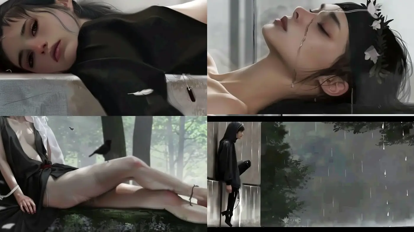 Contemplative Elegance in Monochrome: A Study in Mood and Texture - Midjourney sref style