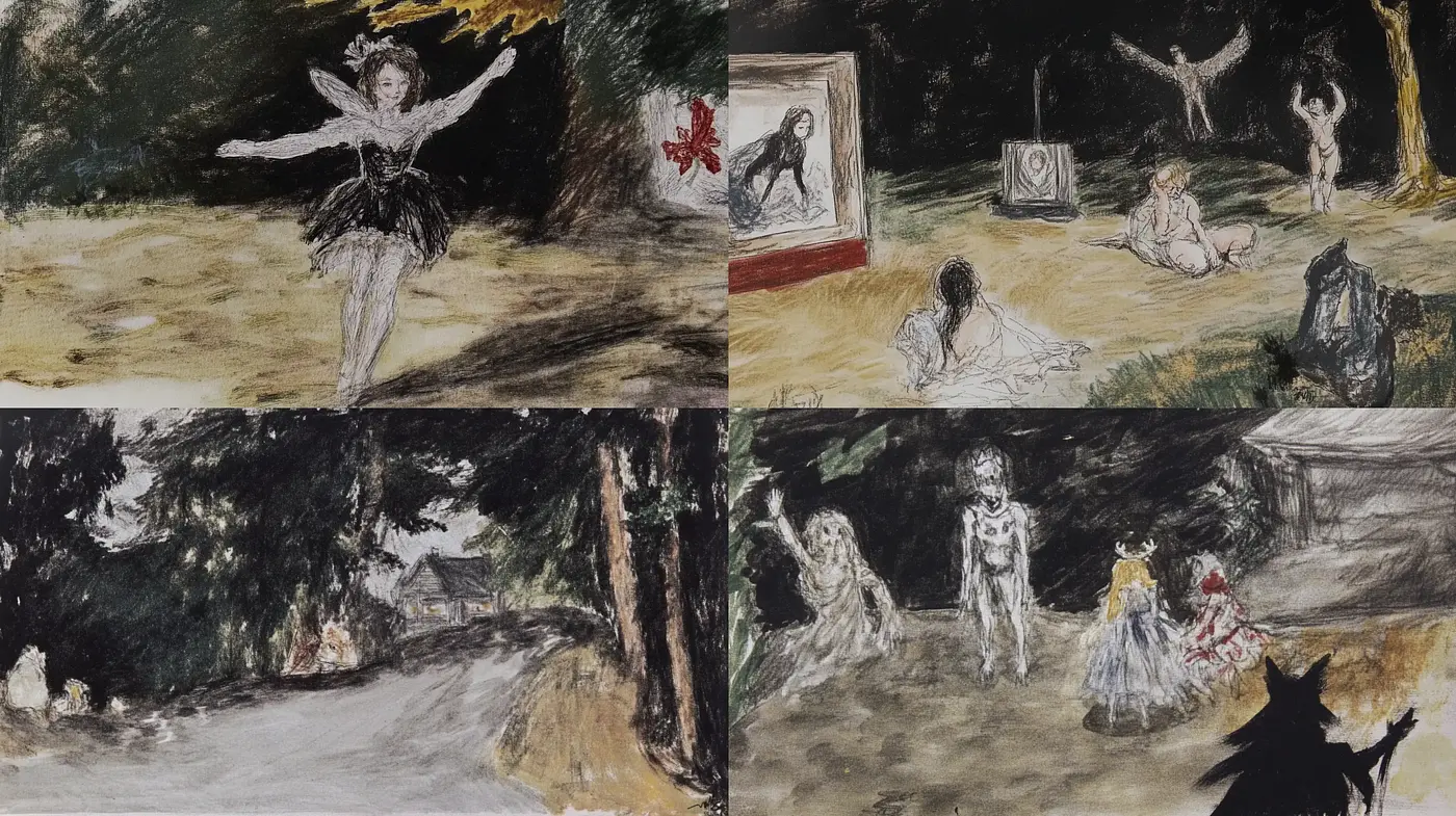 Whimsical Sketchbook Chronicles with a Dreamy Monochrome Undertone - Midjourney sref style