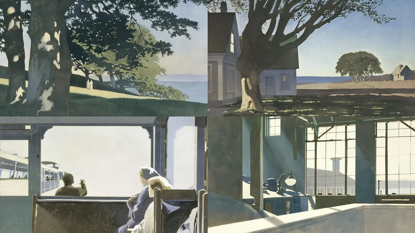 Serene Homage to Hopper's Luminous Realism - Midjourney sref style