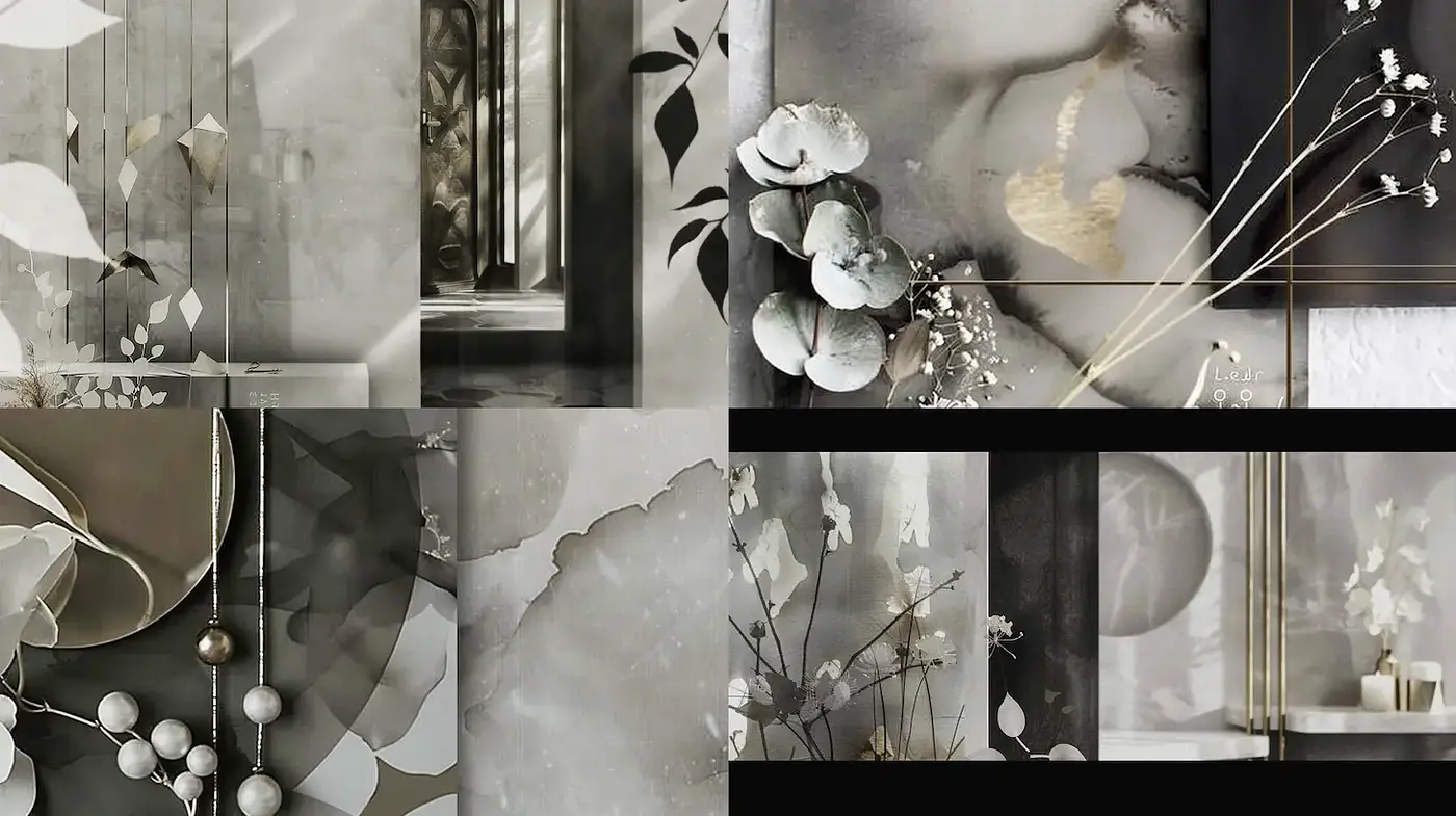 Elegant Modern Minimalism with Floral Accents - Midjourney sref style