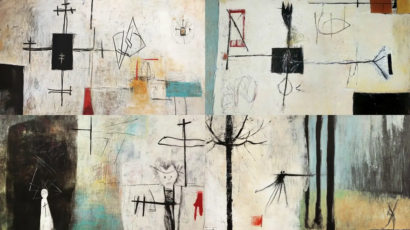 Abstract Synthesis of Figurative Forms and Geometric Playfulness - Midjourney sref style