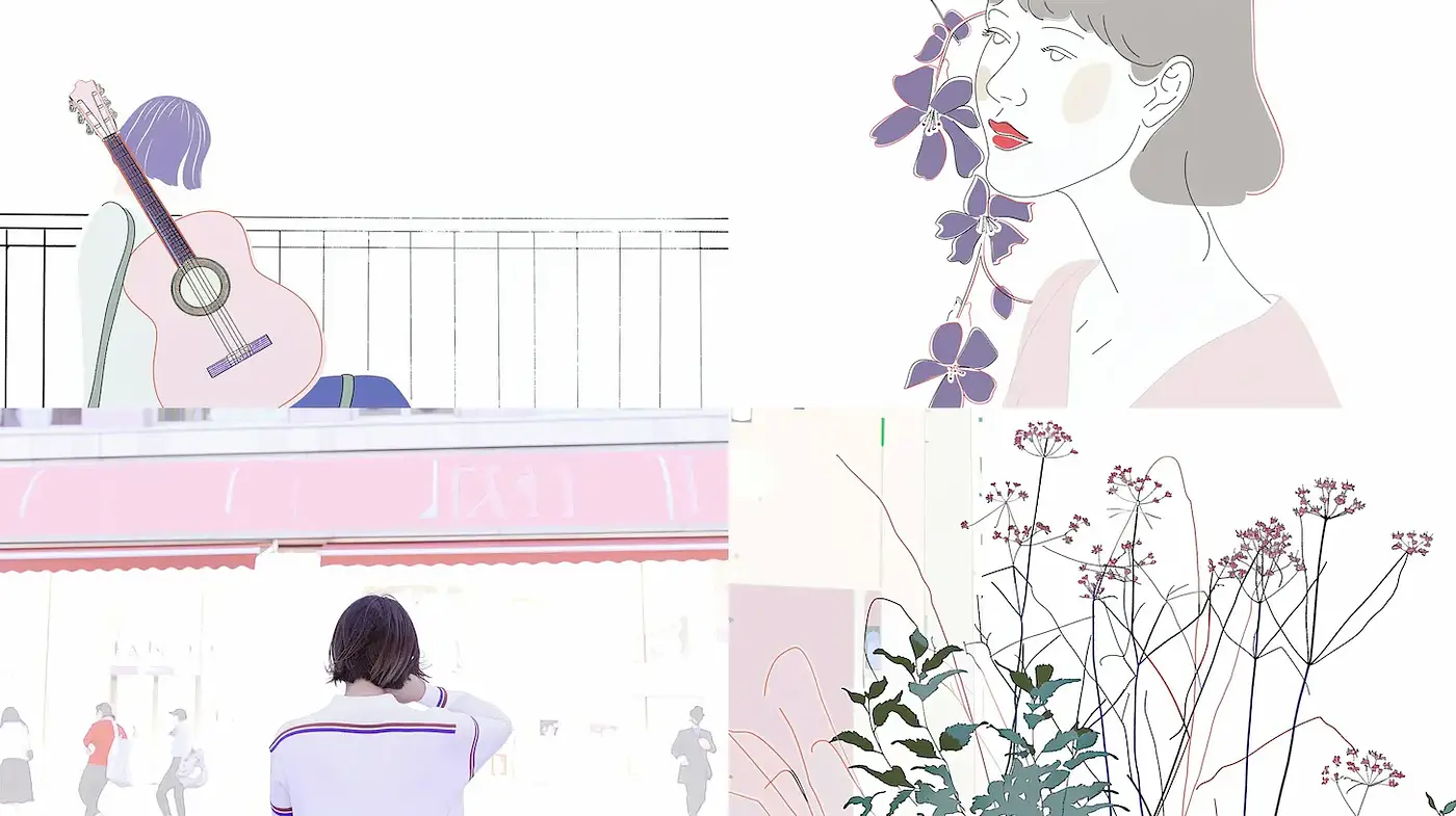 Contemporary Illustrative Style with Pastel Hues and Minimalist Aesthetic - Midjourney sref style
