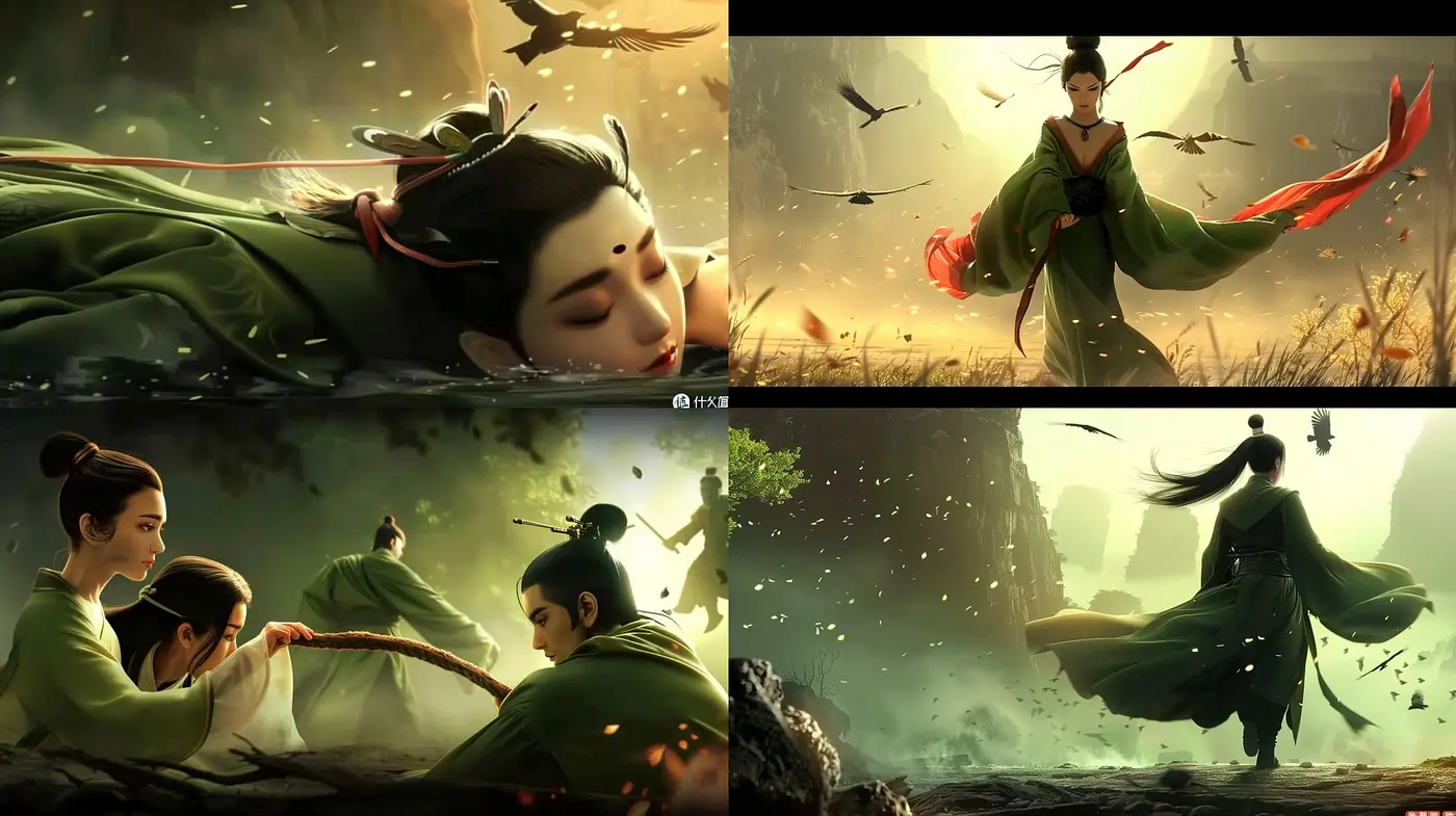 Ethereal Elegance in Tranquil Nature: A Harmony of Greens and Umber in a Dreamlike Asian-Inspired Landscape - Midjourney sref style