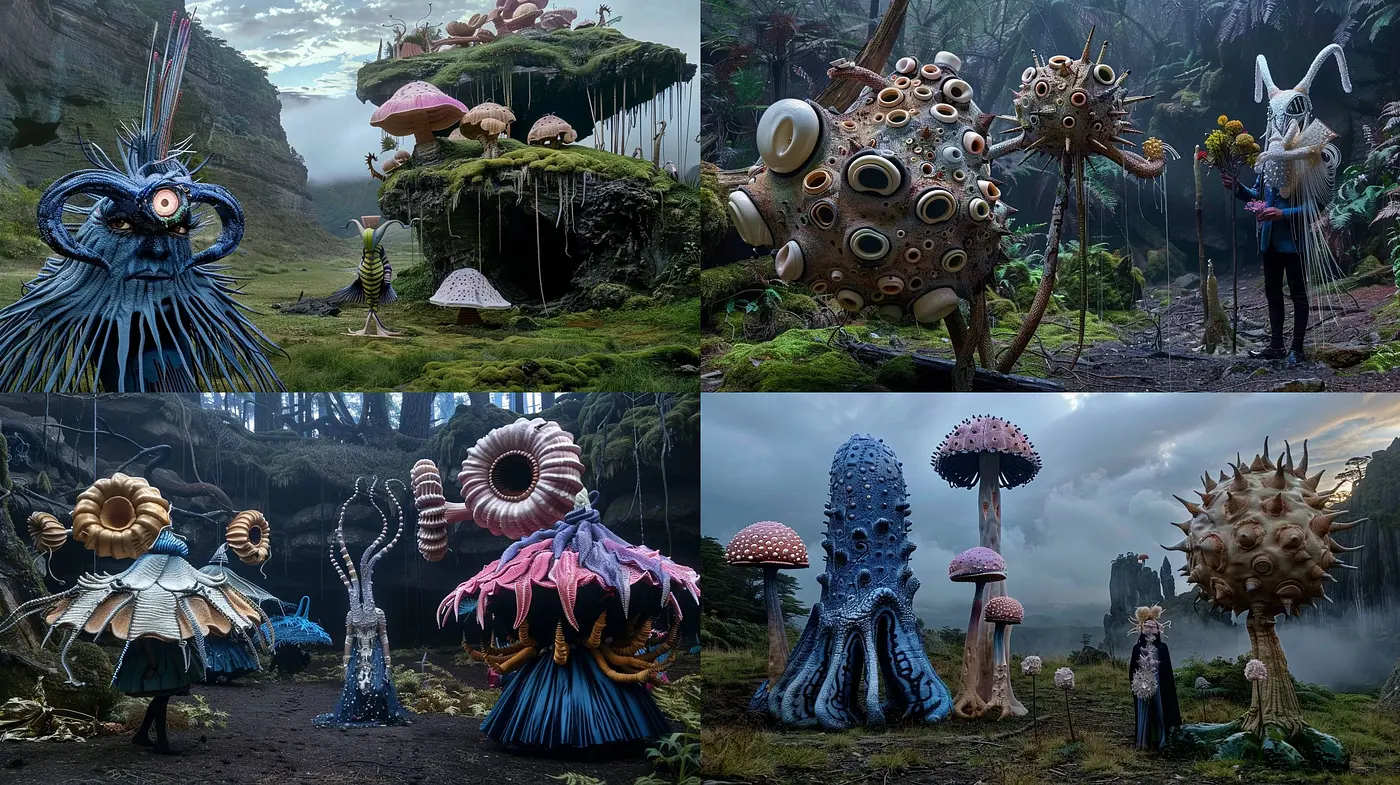 Whimsical Nature Infused with Surrealist Organic Forms - Midjourney sref style