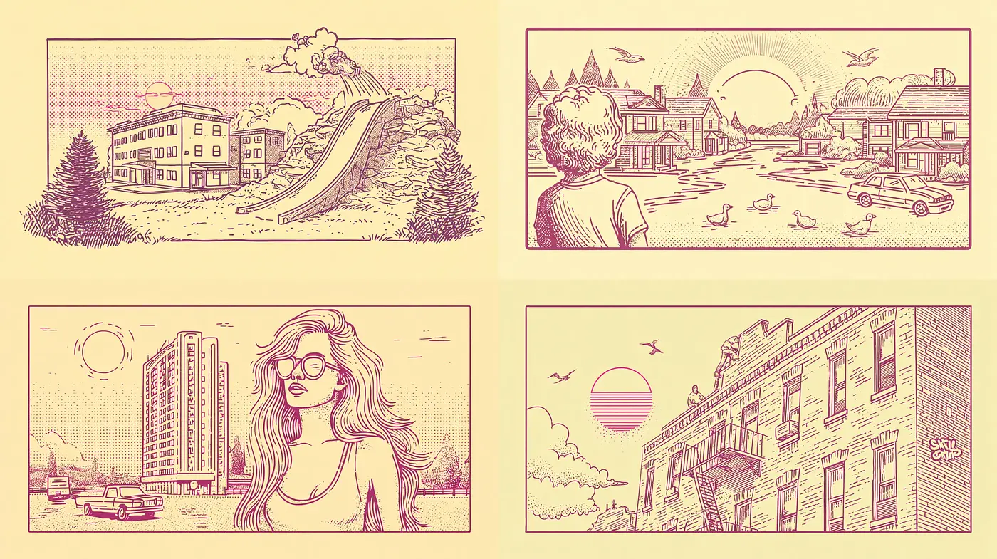 Retro-inspired illustration style with a nostalgic vibe - Midjourney sref style