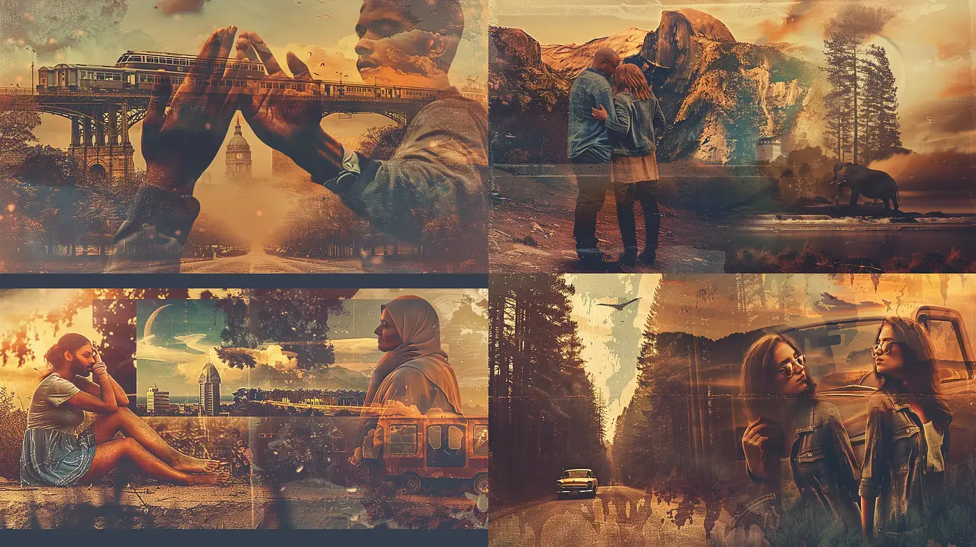 Ethereal Dreamscapes: A Fusion of Nature and Humanity in Sepia Tones - Midjourney sref style
