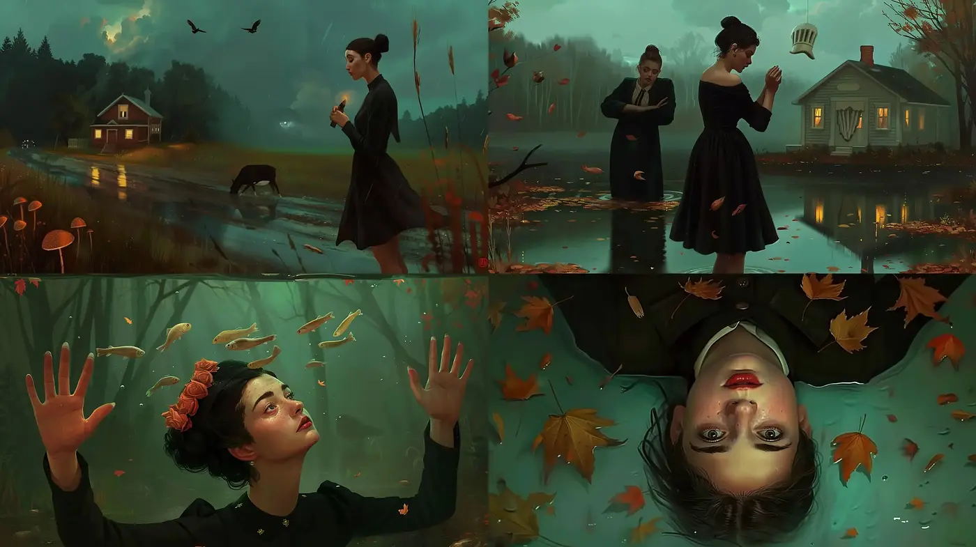 Autumnal Echoes of Magical Realism in Digital Artistry - Midjourney sref style