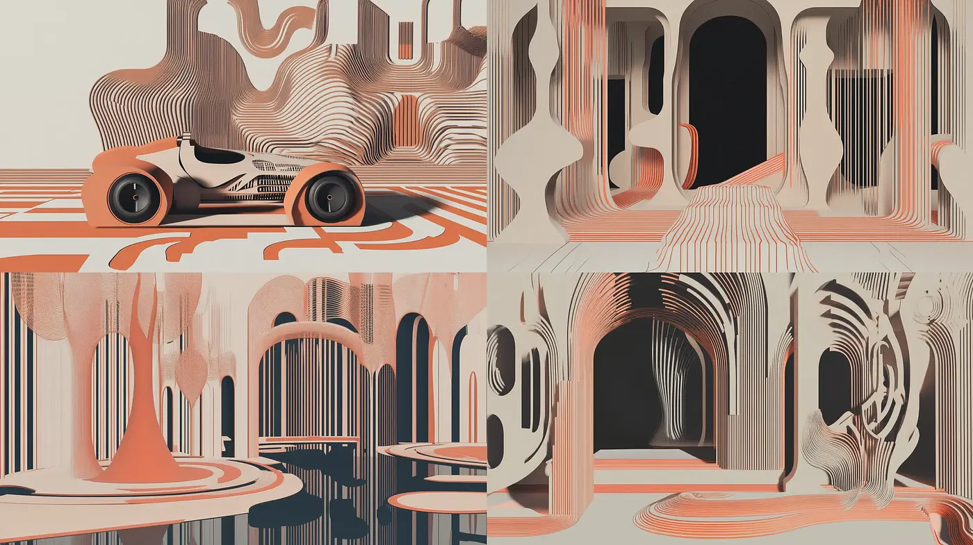 Abstract Wavy Forms with Warm Tonal Ambiance - Midjourney sref style