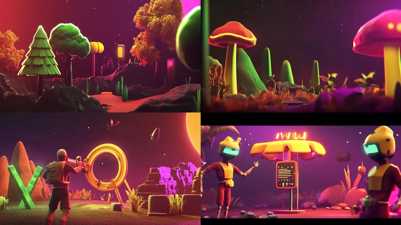 Luminous Dreamscape: An Otherworldly Neon Nocturne - Midjourney sref style