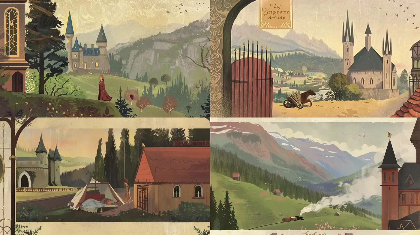 Enchanted Pastoral Countryscapes with a Storybook Charm - Midjourney sref style