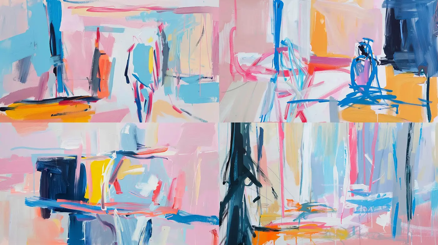 Abstract Expressionist Brushwork with Contemporary Color Dynamics - Midjourney sref style