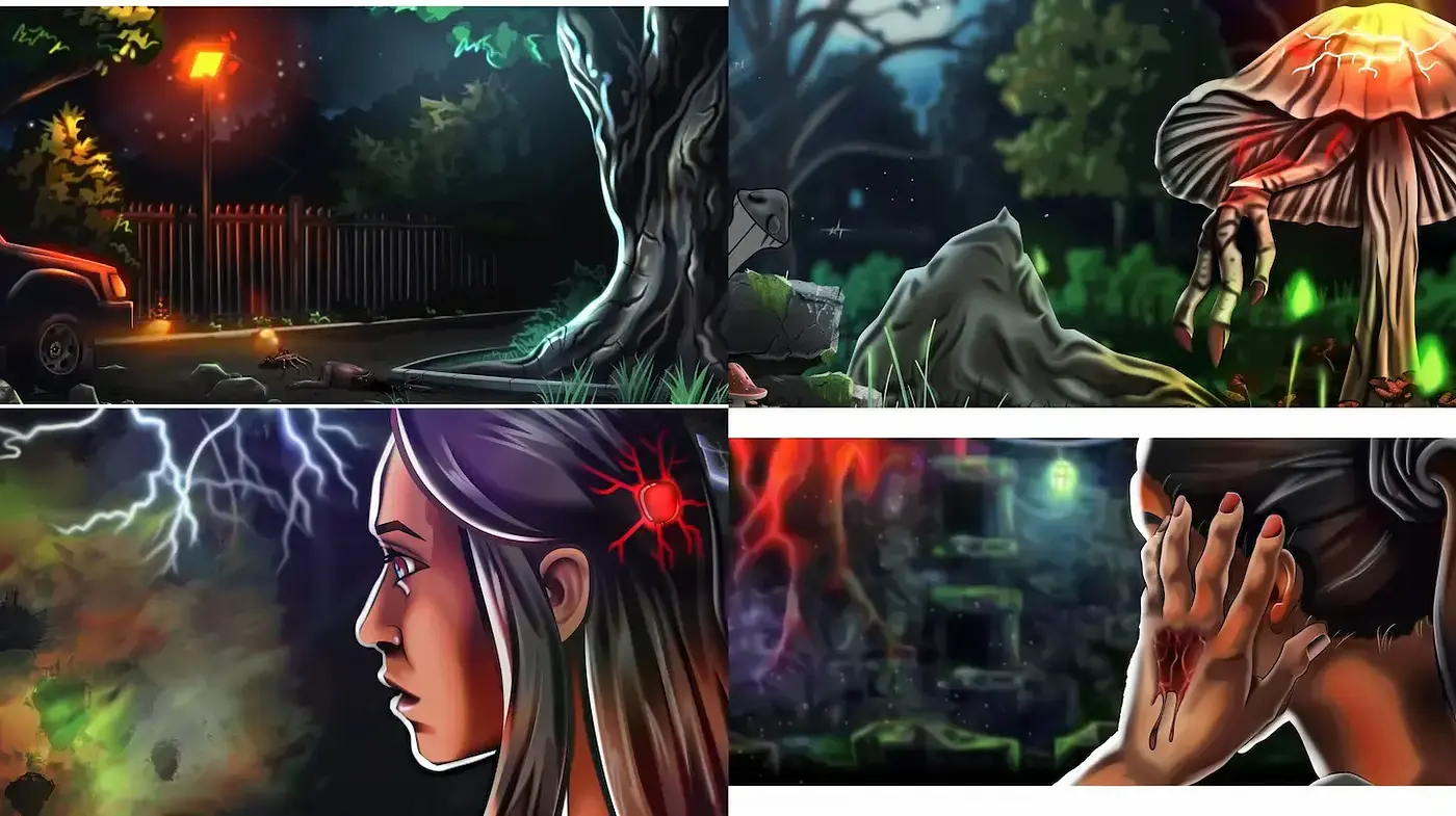 Mystical and Atmospheric Digital Illustration with Dark Fantasy Elements - Midjourney sref style
