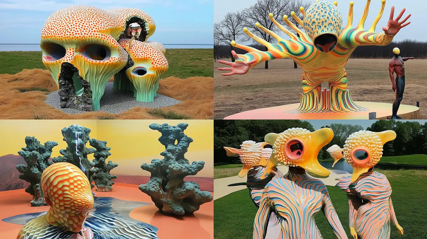 Surreal Fusion of Organic Forms with Whimsical Polychromatism - Midjourney sref style