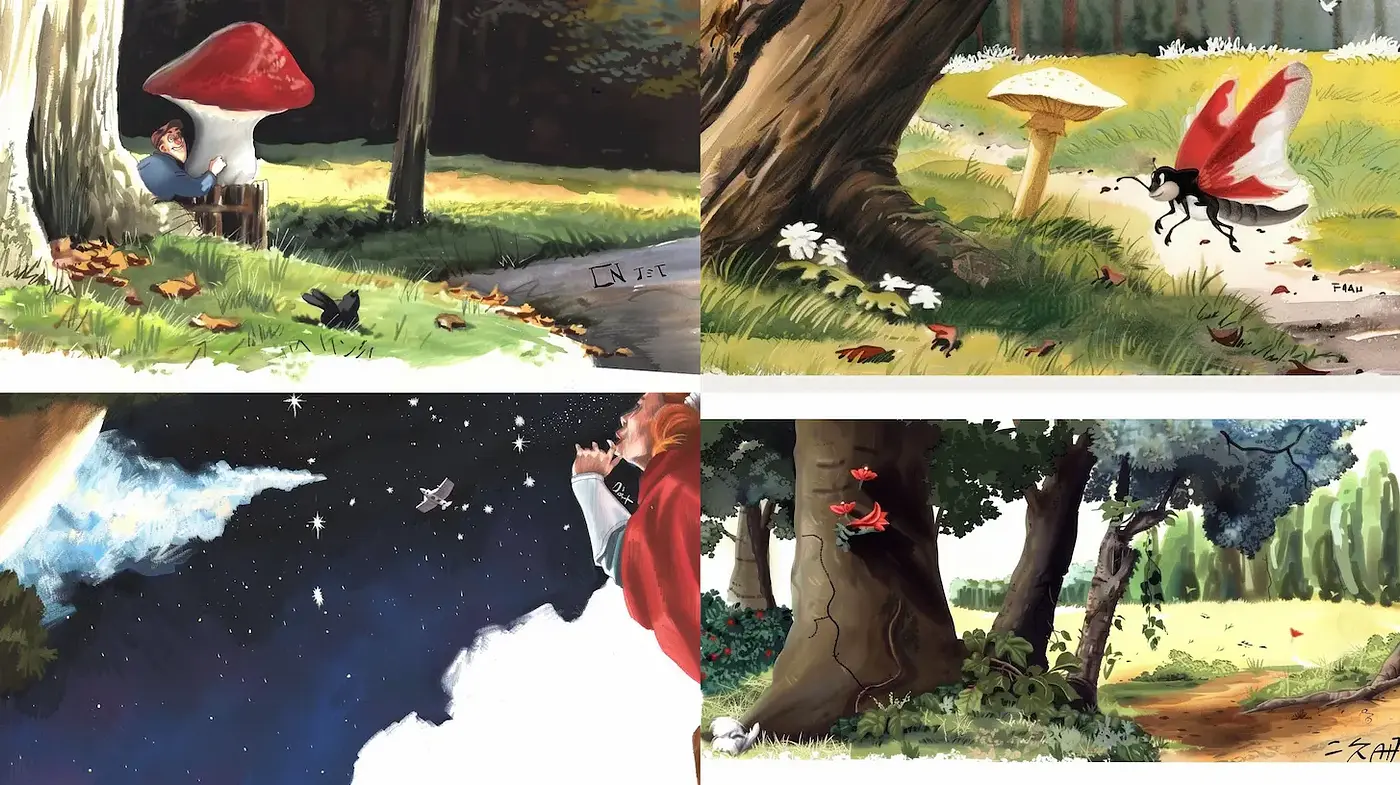 Whimsical Fantasy Landscapes with a Charming Storybook Essence - Midjourney sref style