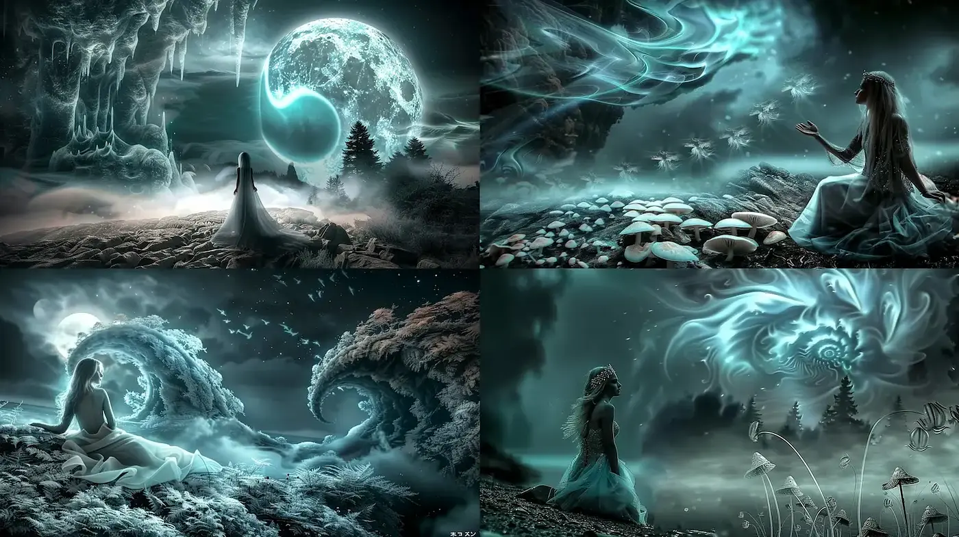 Ethereal and Mystical Landscapes with a Dreamy Aesthetic - Midjourney sref style