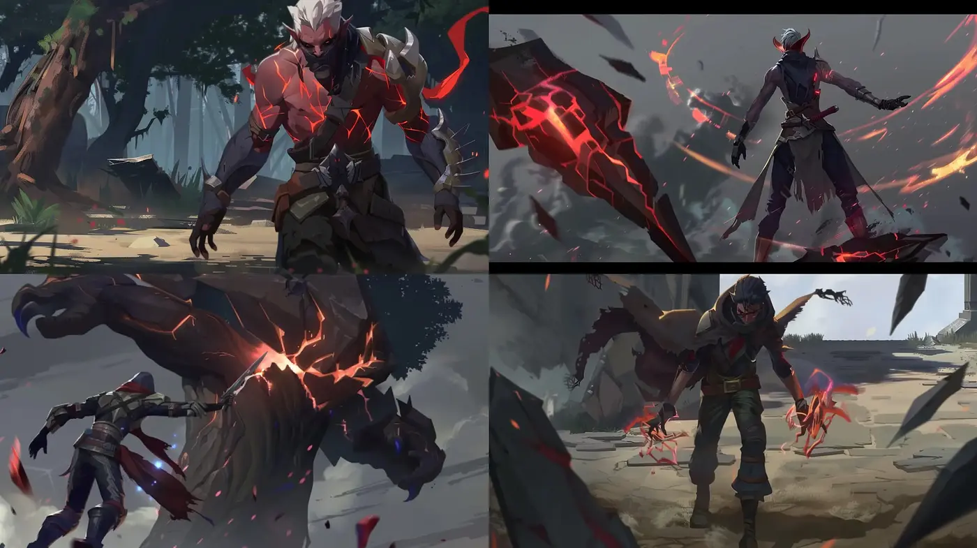 Dynamic Fantasy Battle Scenes with Intense Character Portrayal - Midjourney sref style