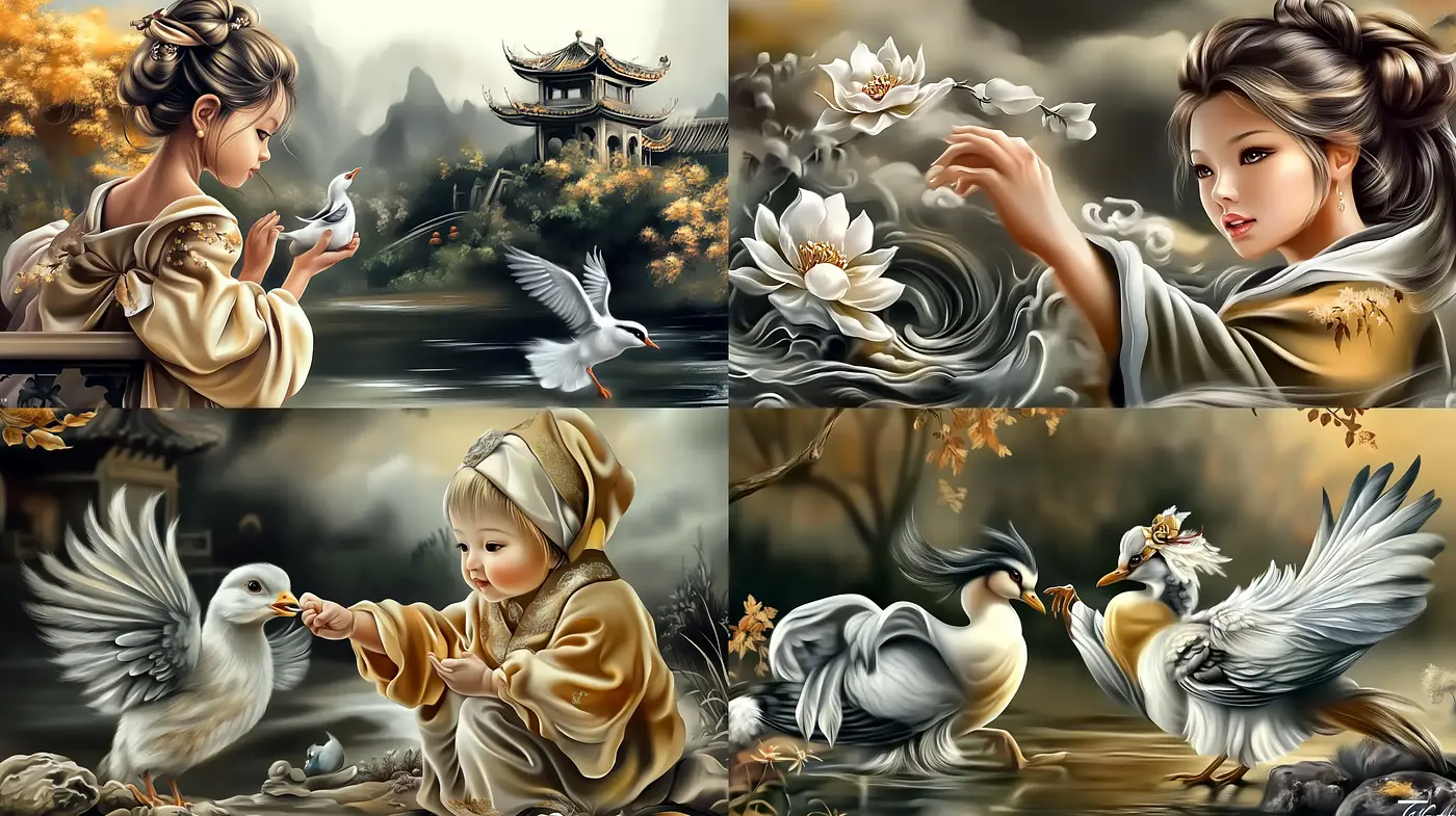 Serene Elegance in Asian-Inspired Fantasy Art - Midjourney sref style