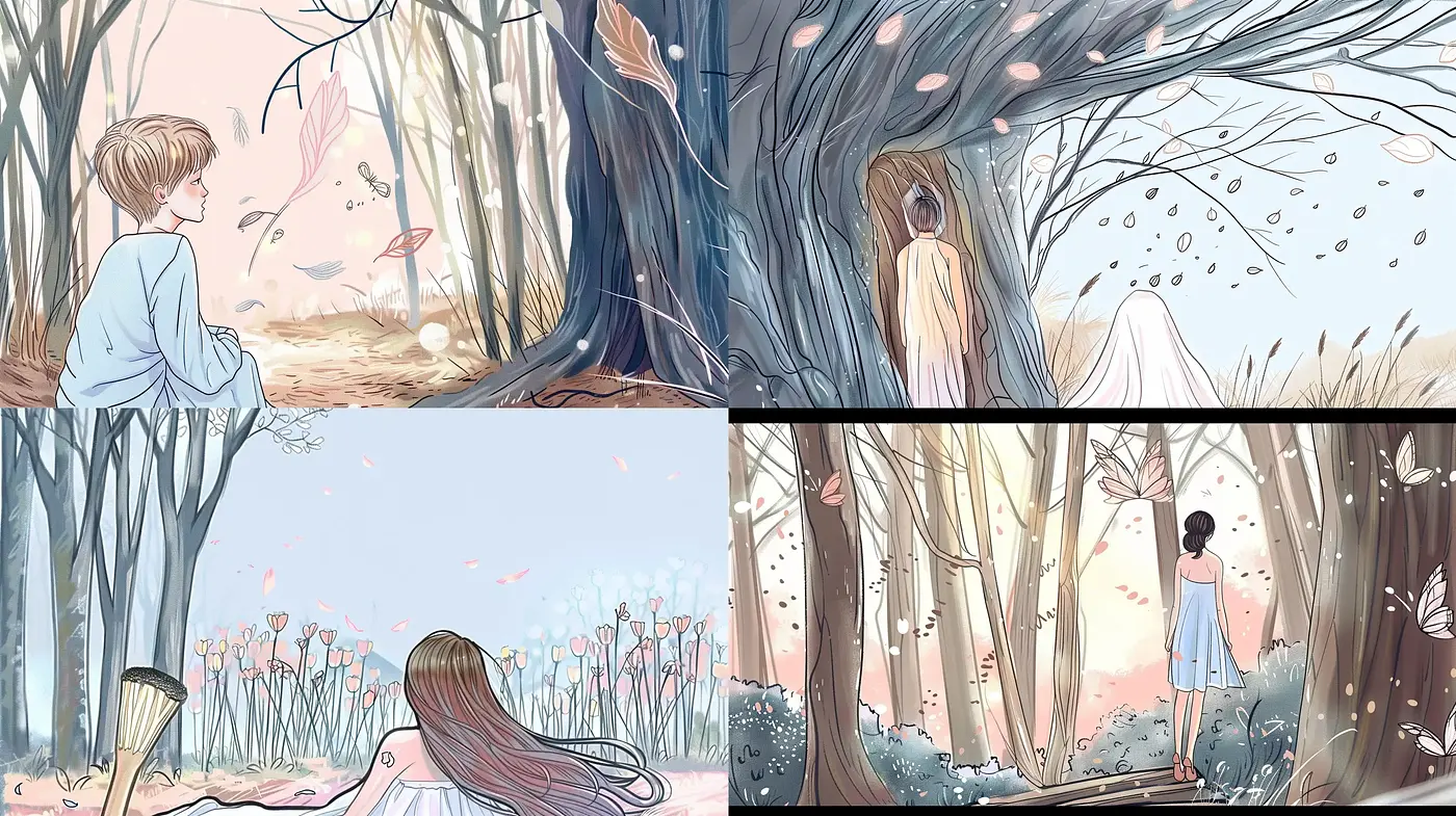 Whimsical Forest Dreams in Pastel Illustration - Midjourney sref style