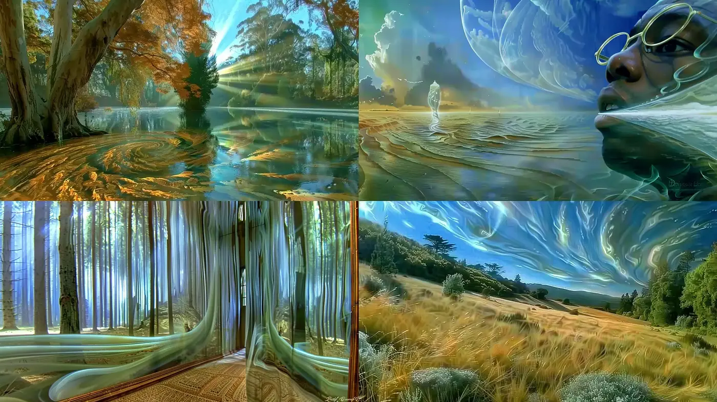 Surreal Dreamscape Fusion with Ethereal Overtones - Midjourney sref style