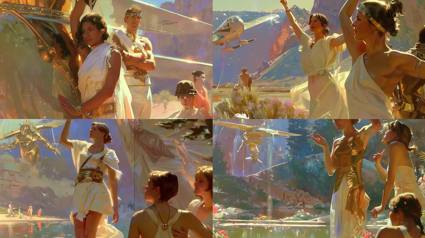 Luminous Serenity: An Idyllic Tapestry of Golden Hour Bliss - Midjourney sref style