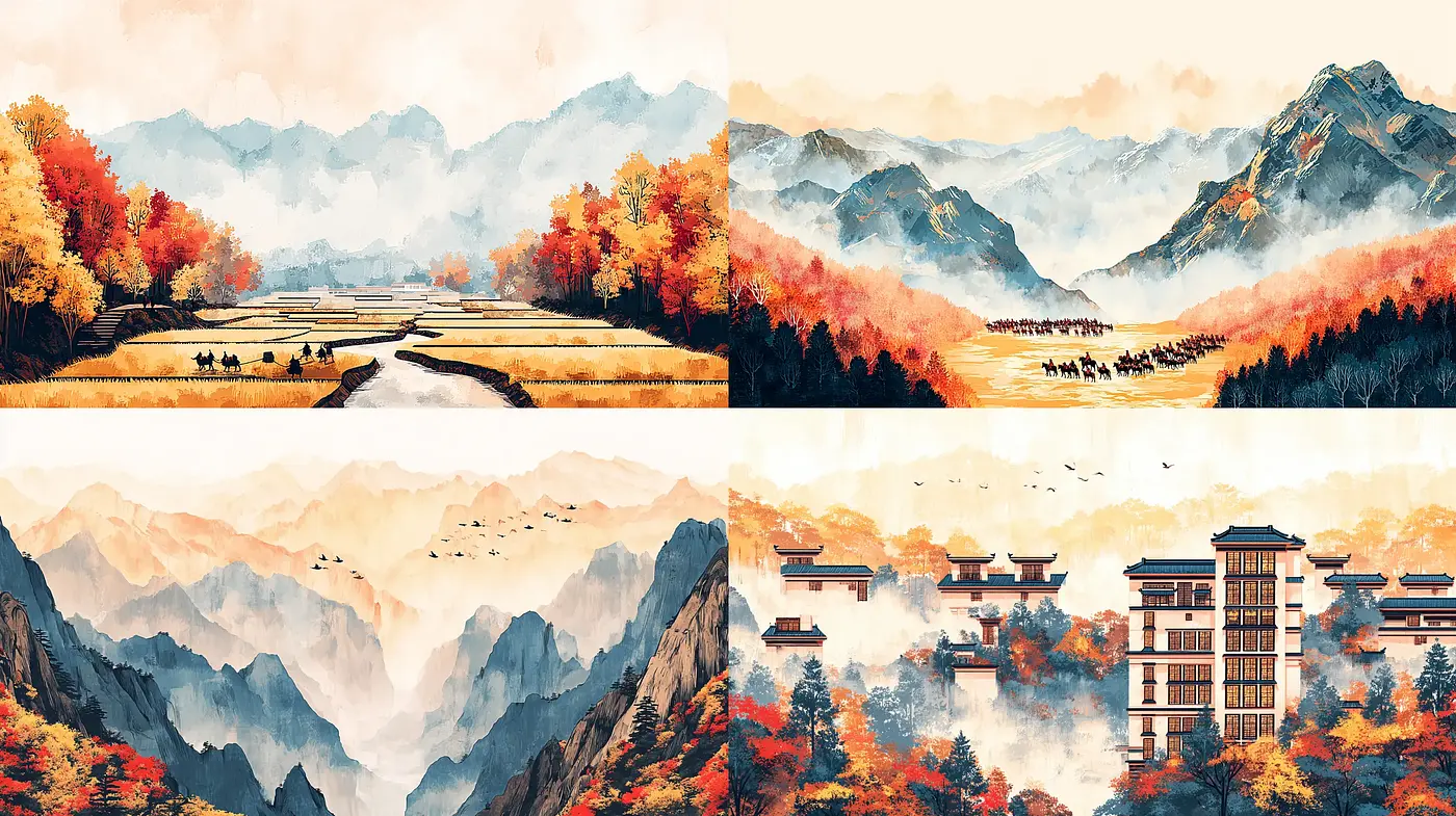 Autumnal Harmony of Landscapes in a Serene and Artistic Style - Midjourney sref style