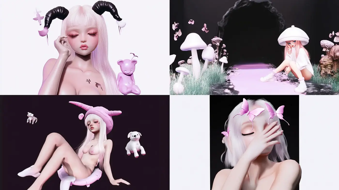 Surreal Dreamscapes with Pastel Goth Undertones - Midjourney sref style
