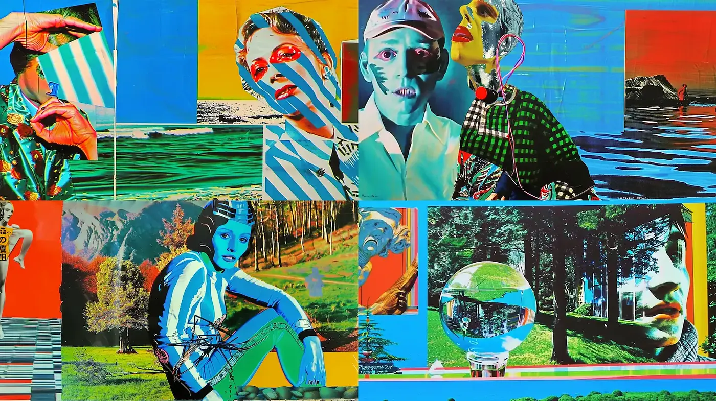 Vibrant and Surreal Mixed Media Composition - Midjourney sref style