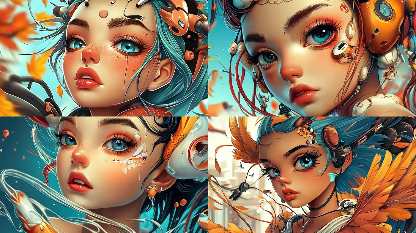 Surreal Enchantment: Ethereal Complexions with a Fantastical Tech Twist - Midjourney sref style