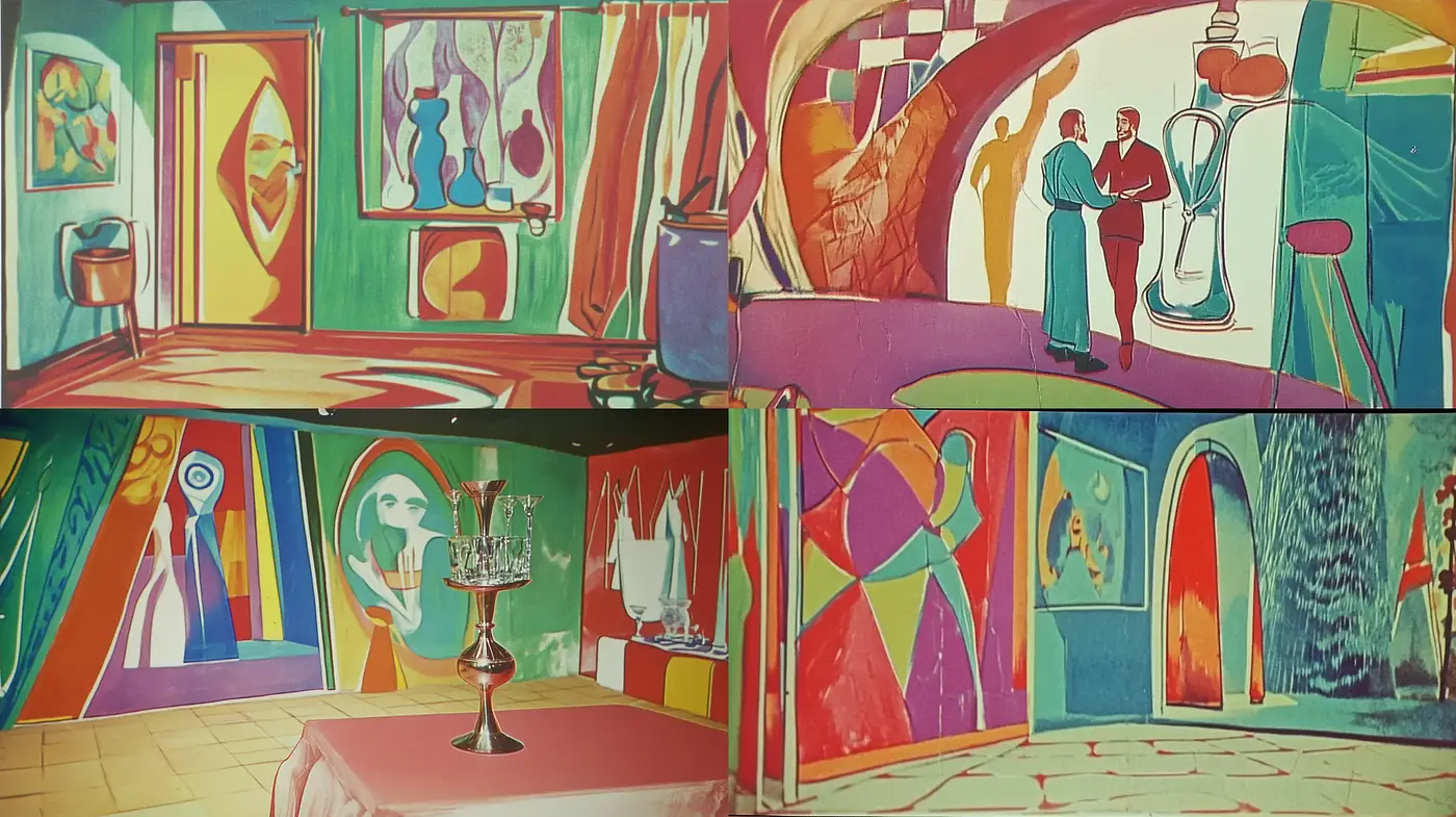 Kaleidoscopic Vision: A Retro-Futurist Blending of Form and Vibrancy - Midjourney sref style
