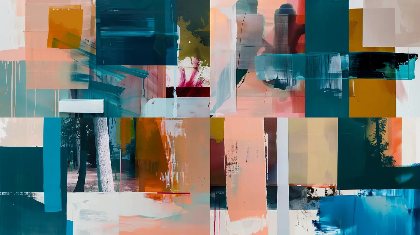 Abstract Geometric Synthesis with Rich Color Blends - Midjourney sref style