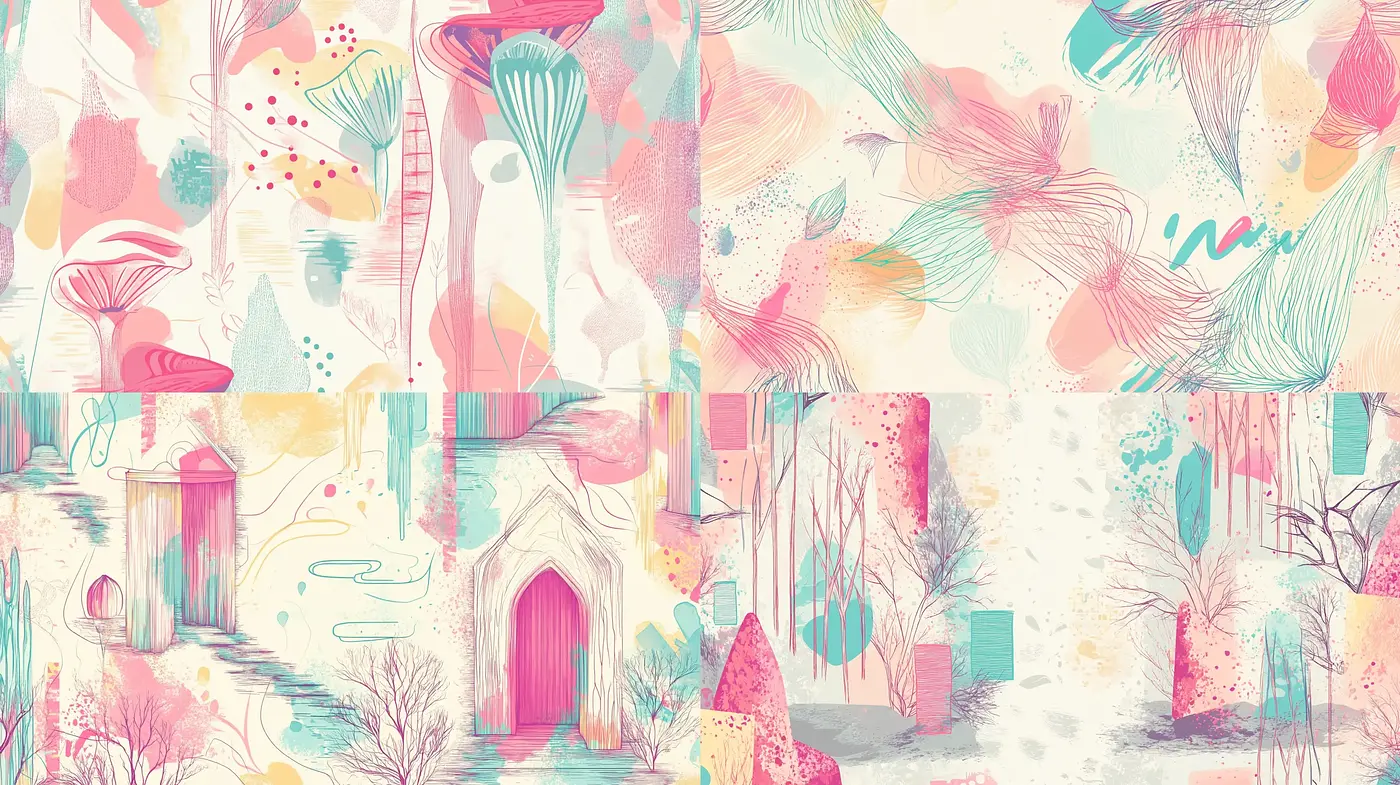 Whimsical Pastel Dreamscape: A Fusion of Abstracted Realities and Organic Forms - Midjourney sref style