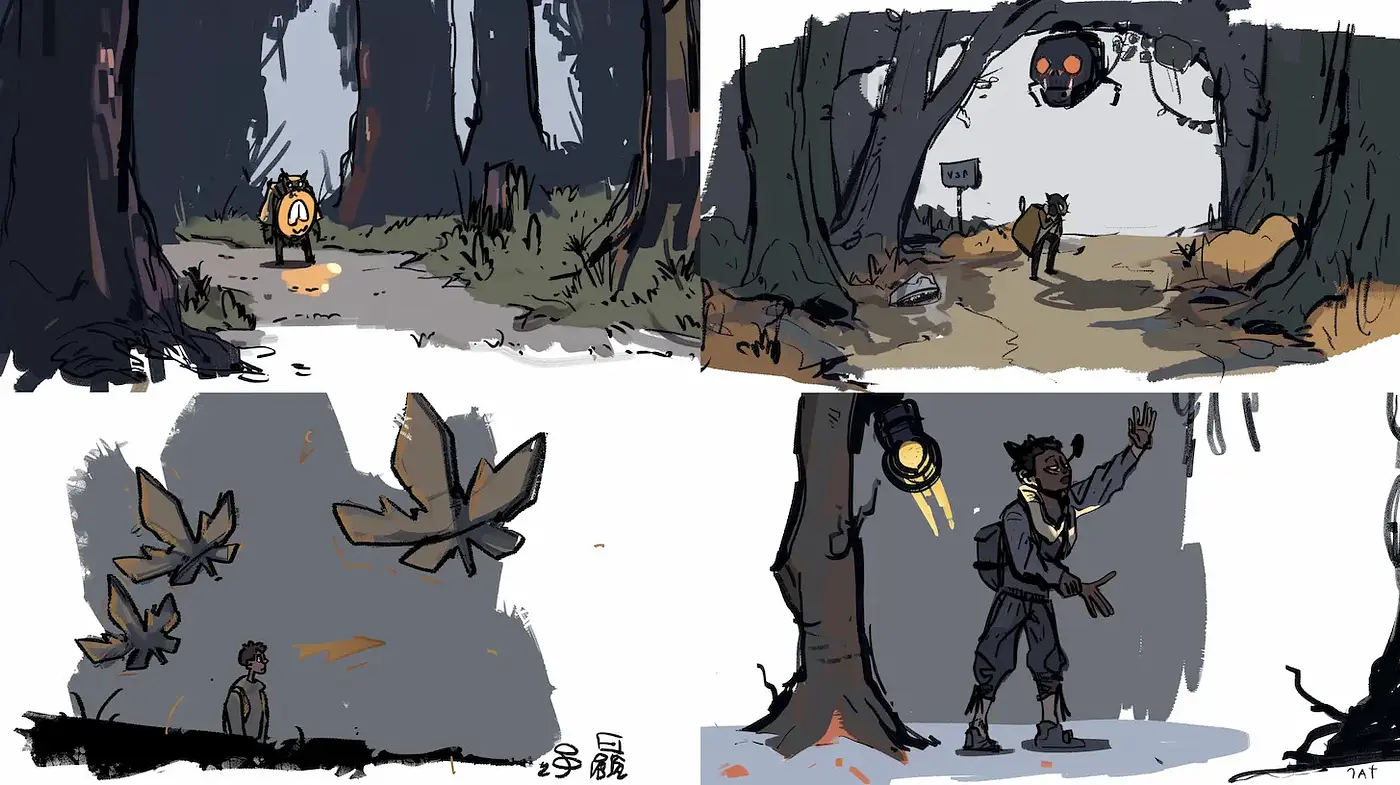 Whimsical Forest Exploration Style with Light and Shadow Play - Midjourney sref style