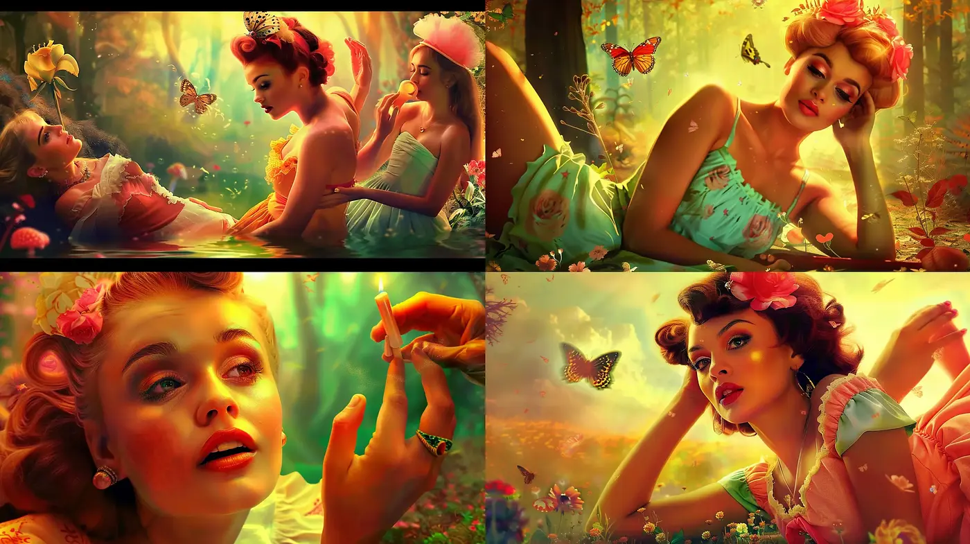 Enchanted Forest Dreamscape in Saturated Warm Tones - Midjourney sref style