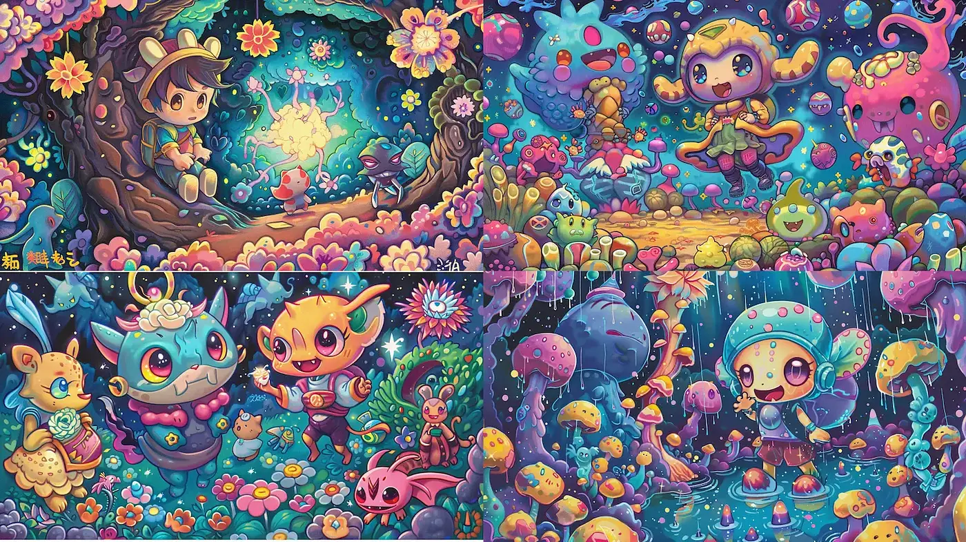 Vibrant and Playful Whimsical Fantasy Art Style - Midjourney sref style