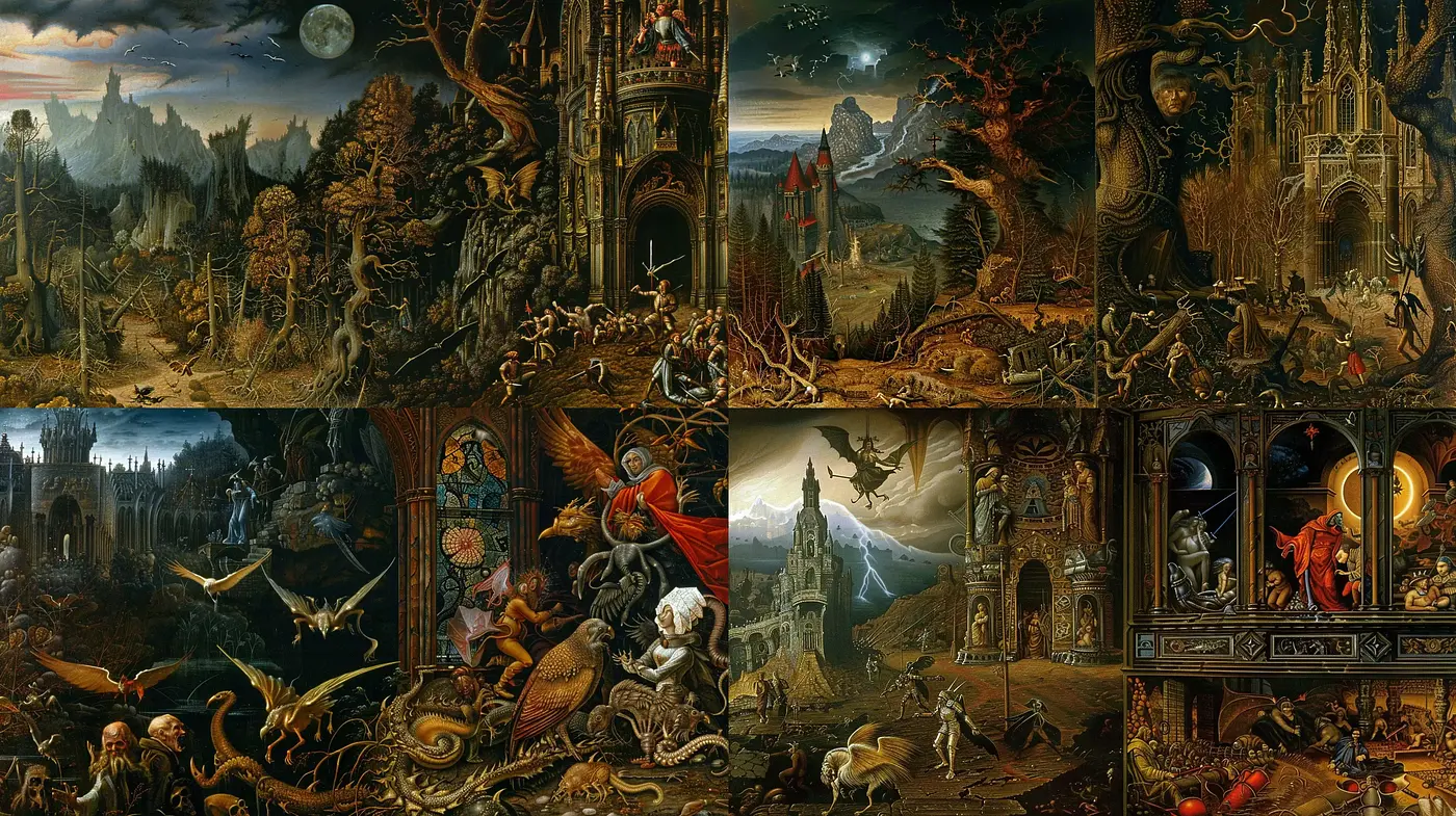 Elaborate Fantastical Medieval Tapestry - Midjourney sref style