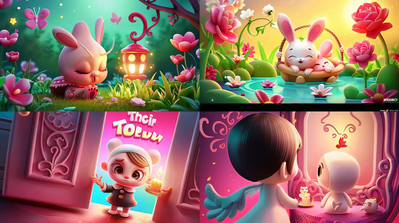 Enchanting Pastel Dreamscape with Whimsical Characters - Midjourney sref style
