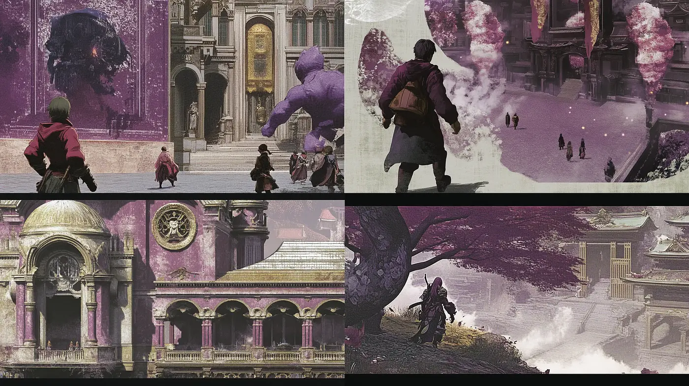 Dusky Amethyst Architectural Dreamscapes - Midjourney sref style