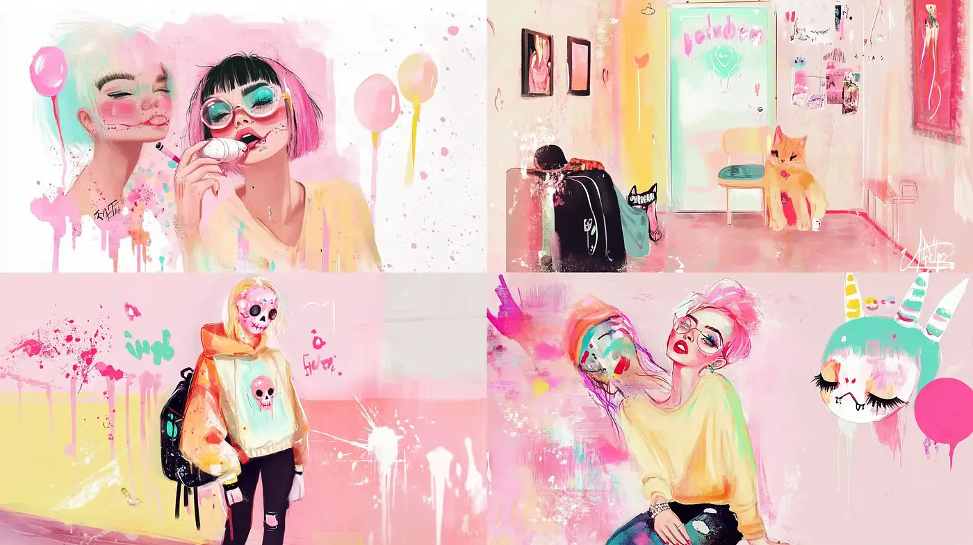 Playful Whimsy in Candy-Colored Dreamscapes - Midjourney sref style