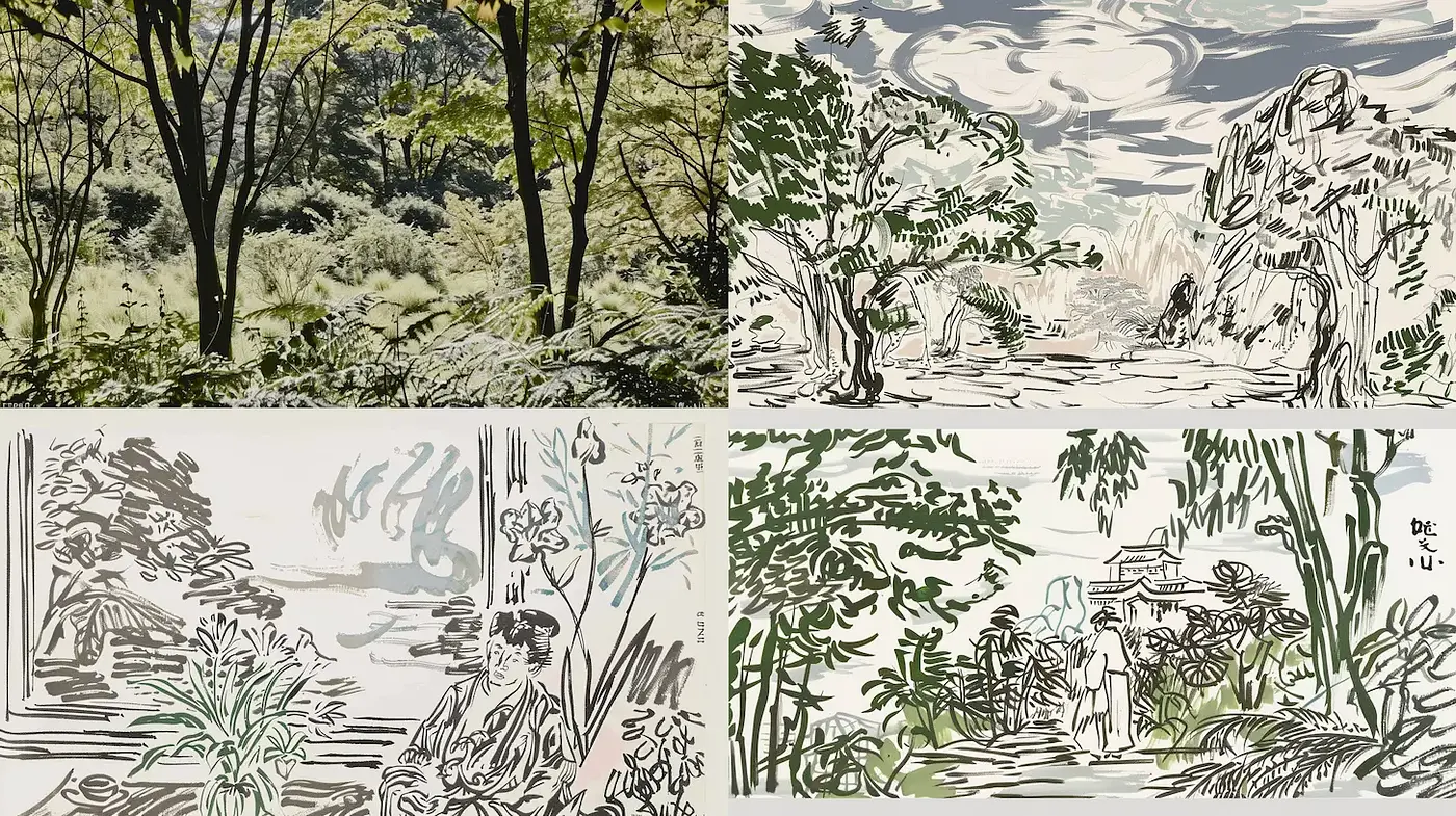 Naturalistic Serenity with Organic Lines and Subtle Earthy Tones - Midjourney sref style