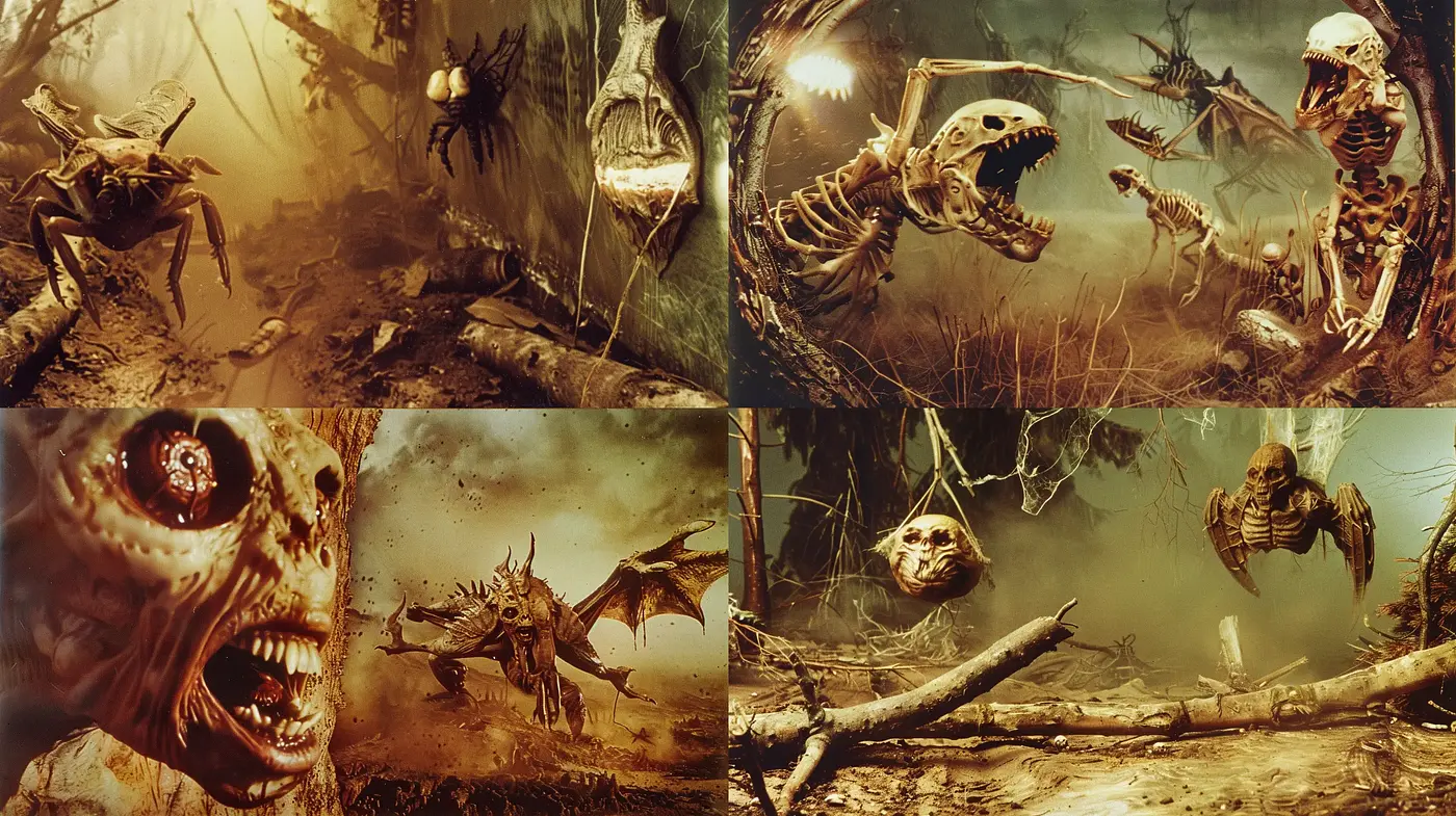 Eerie Sepia-Toned Macabre Fantasy - Midjourney sref style