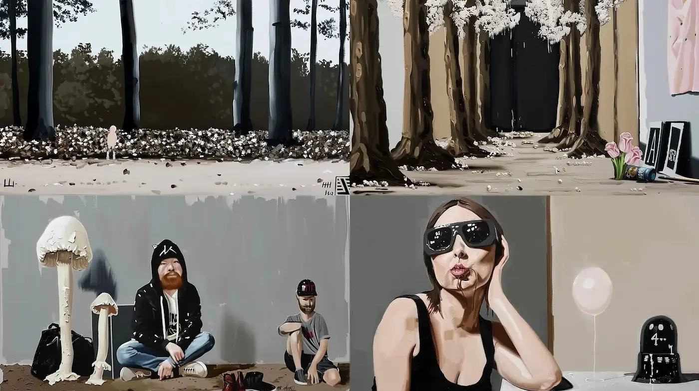 Contemporary Visual Exploration with Natural and Urban Elements - Midjourney sref style