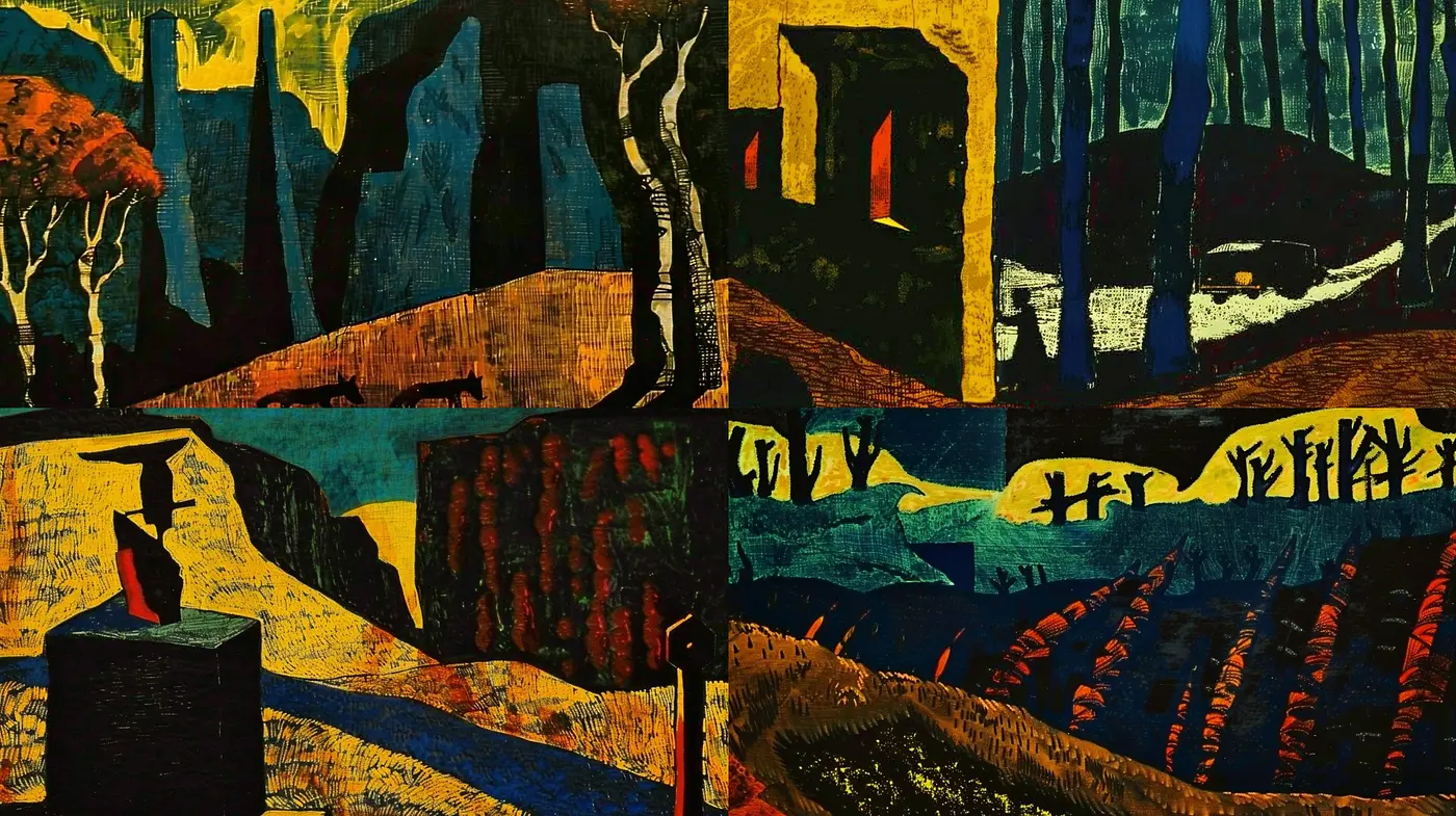 Abstract Expressionist Mosaic in Earthy Tones - Midjourney sref style