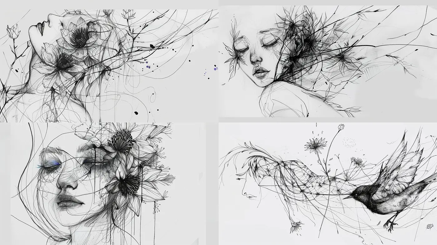 Ethereal Monochromatic Dreamscapes with a Touch of Surrealism - Midjourney sref style