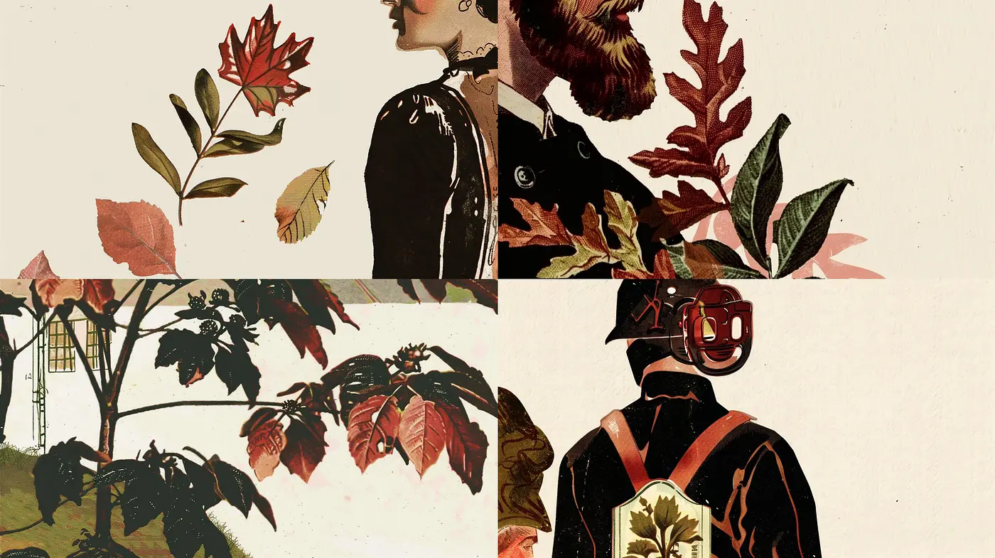 Autumnal Botanical Fusion in Vintage Illustrated Style - Midjourney sref style