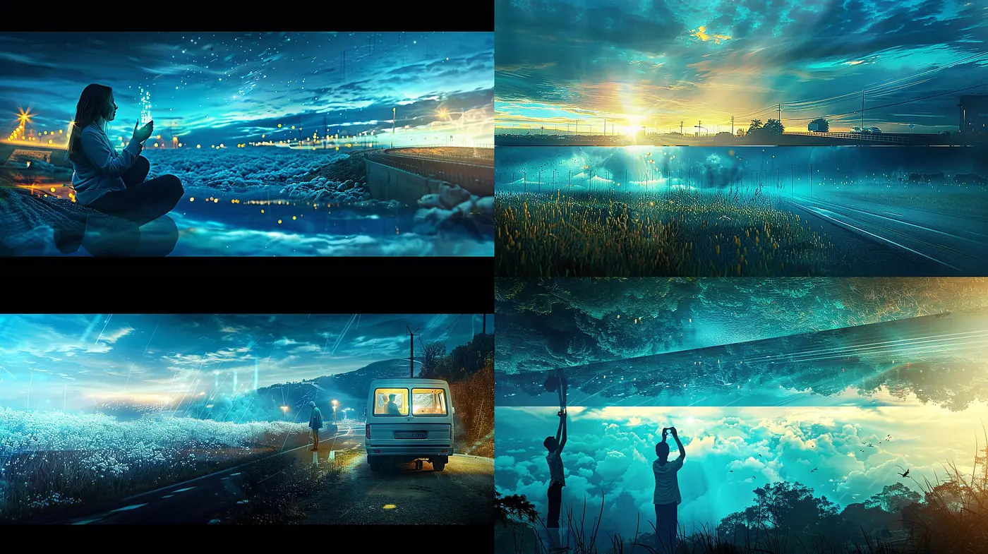 Ethereal Twilight: A Dreamscape of Blue Hues and Surreal Serenity - Midjourney sref style