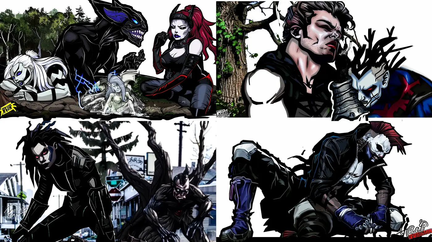 Dynamic Comic Book Vigor with a Gothic Edge - Midjourney sref style