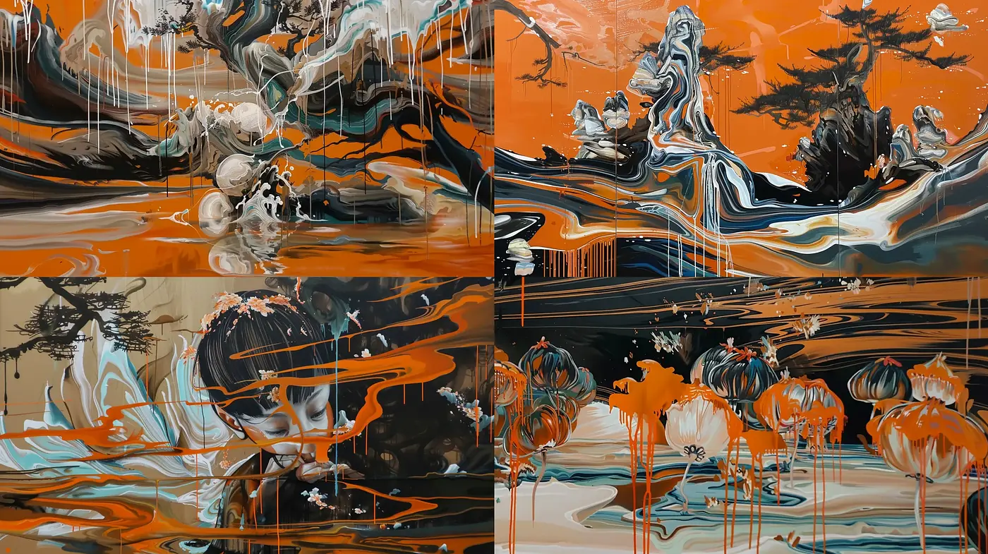 Surreal Fluid Dynamics with Abstract Expressionist Influence - Midjourney sref style